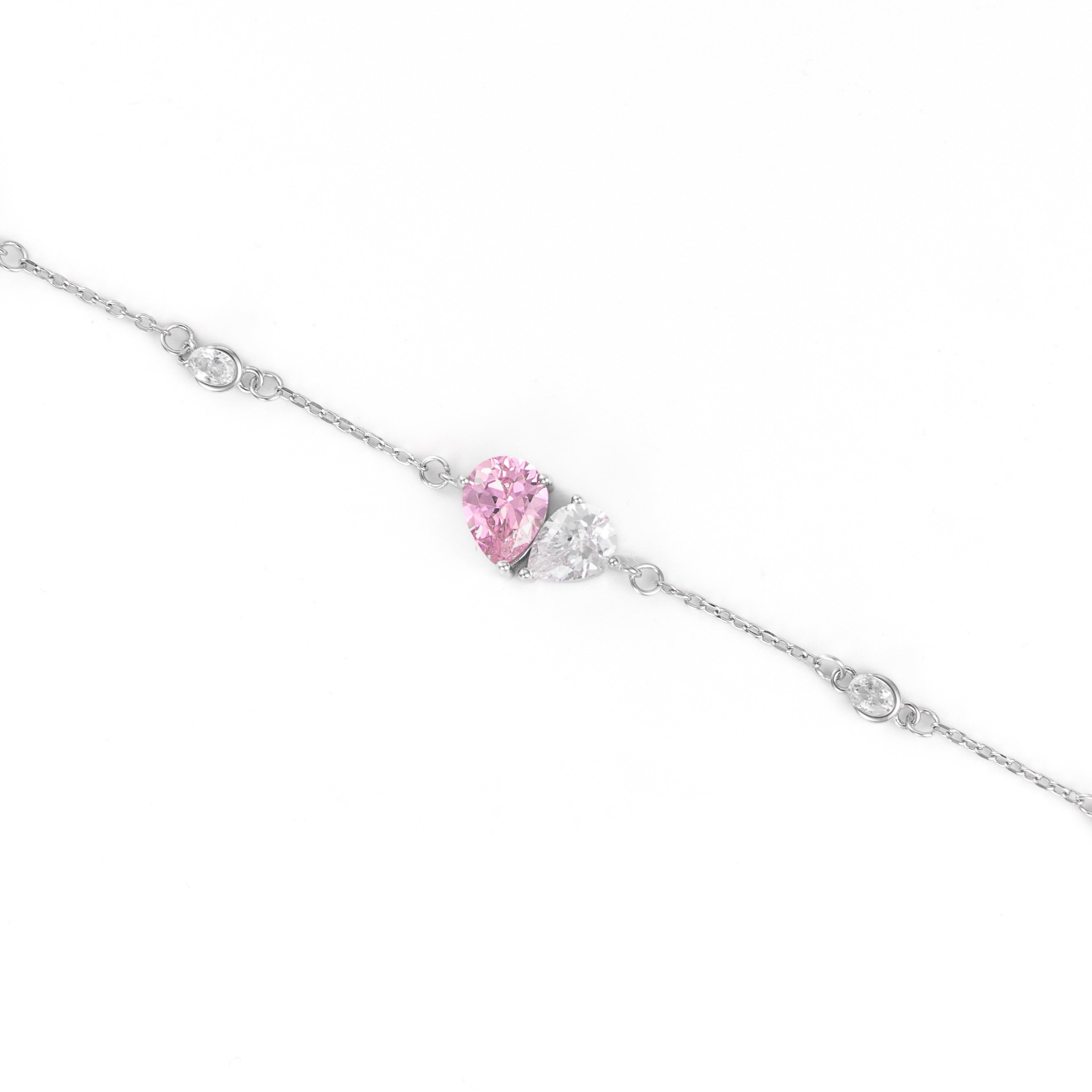 White and pink Heart silver Bracelet