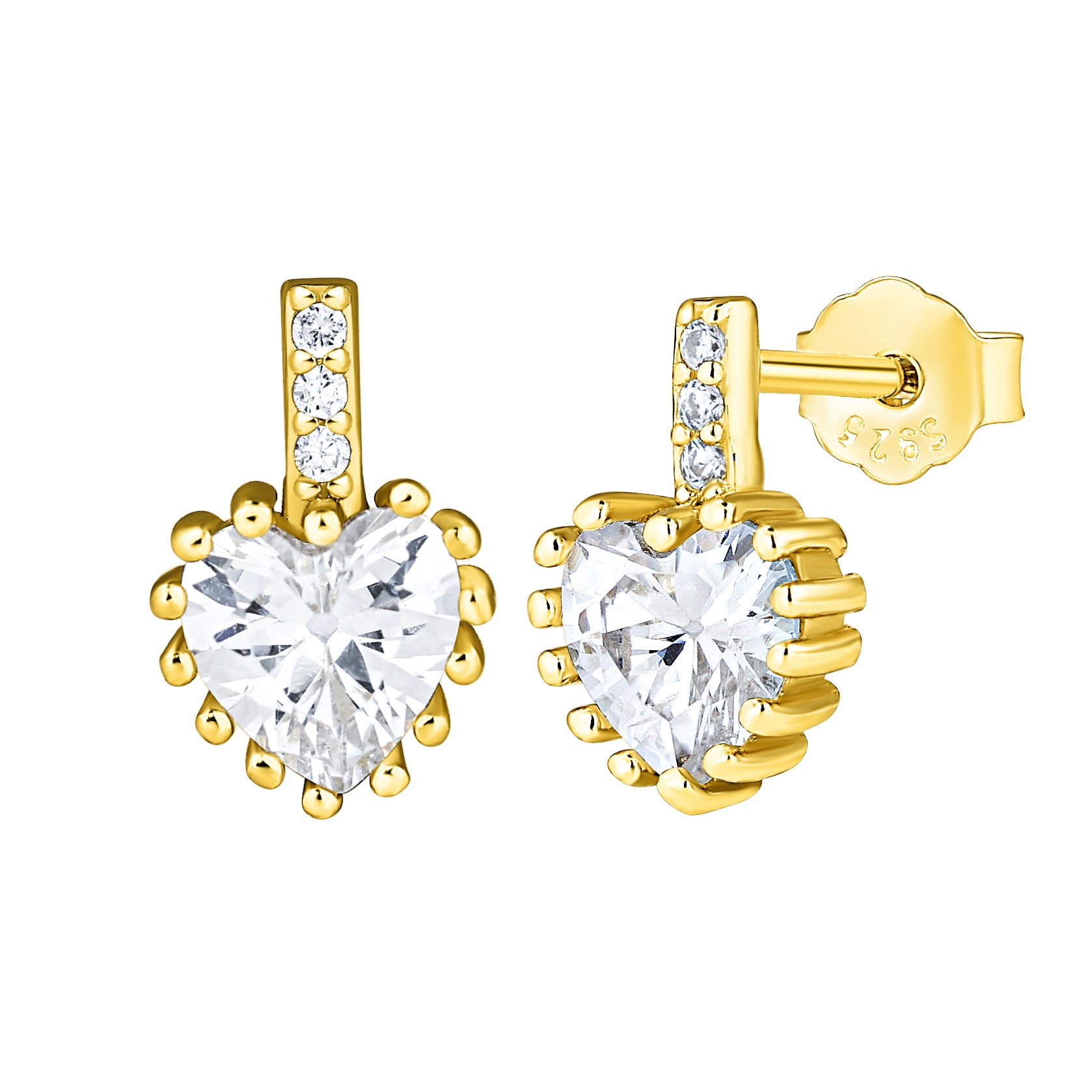 Cercei Bijou dAmour din argint 925 placat cu aur, cu inimioare elegante si zirconii stralucitoare – Maison La Stephanie