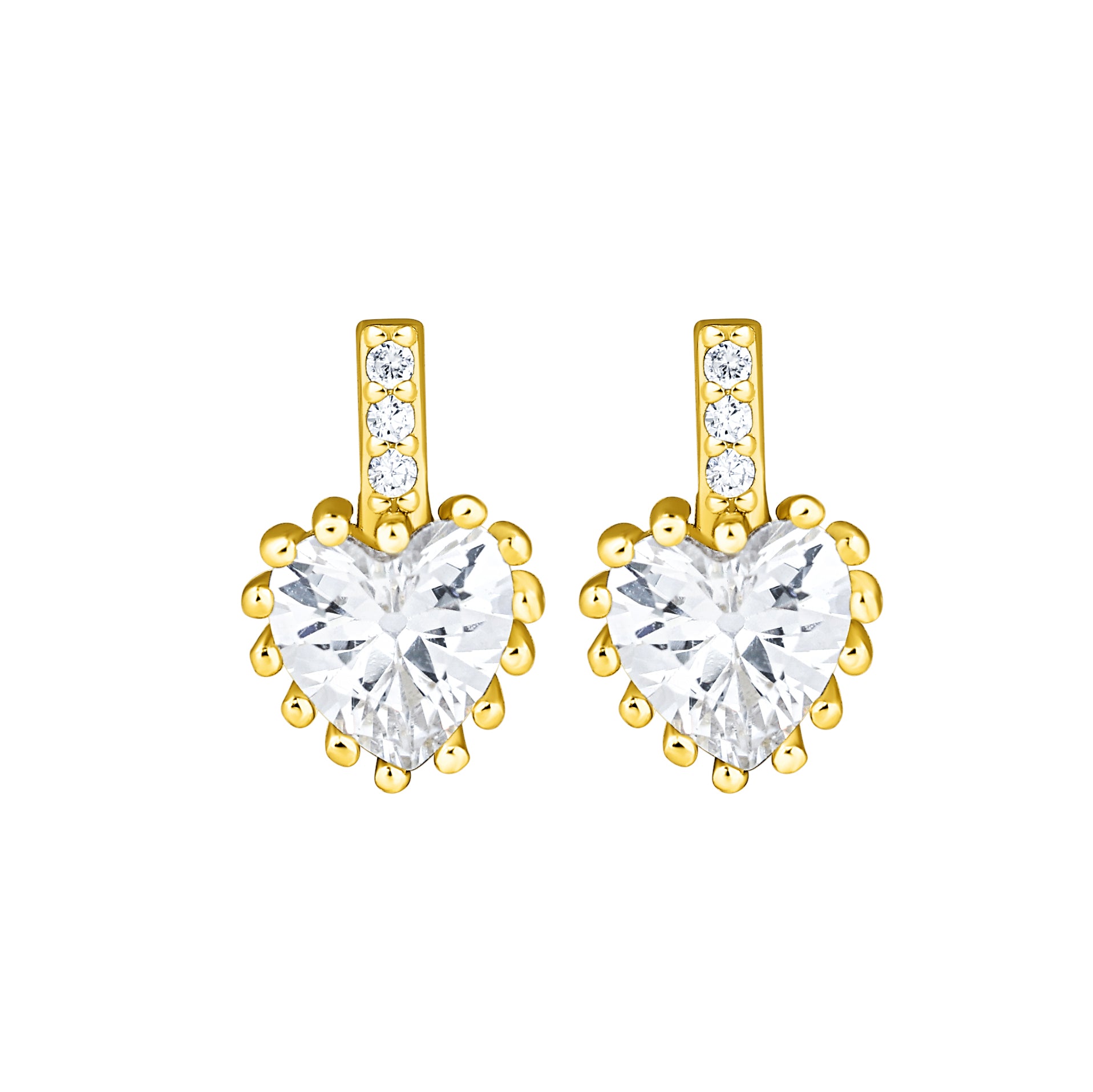 Cercei Bijou dAmour din argint 925 placat cu aur, cu inimioare elegante si zirconii stralucitoare – Maison La Stephanie