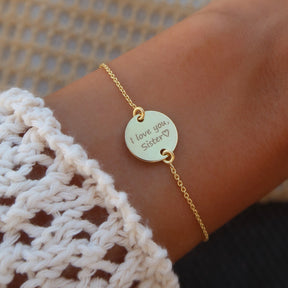 Bratara personalizata din argint placat cu aur, banut 12 mm gravura la alegere – Maison La Stephanie