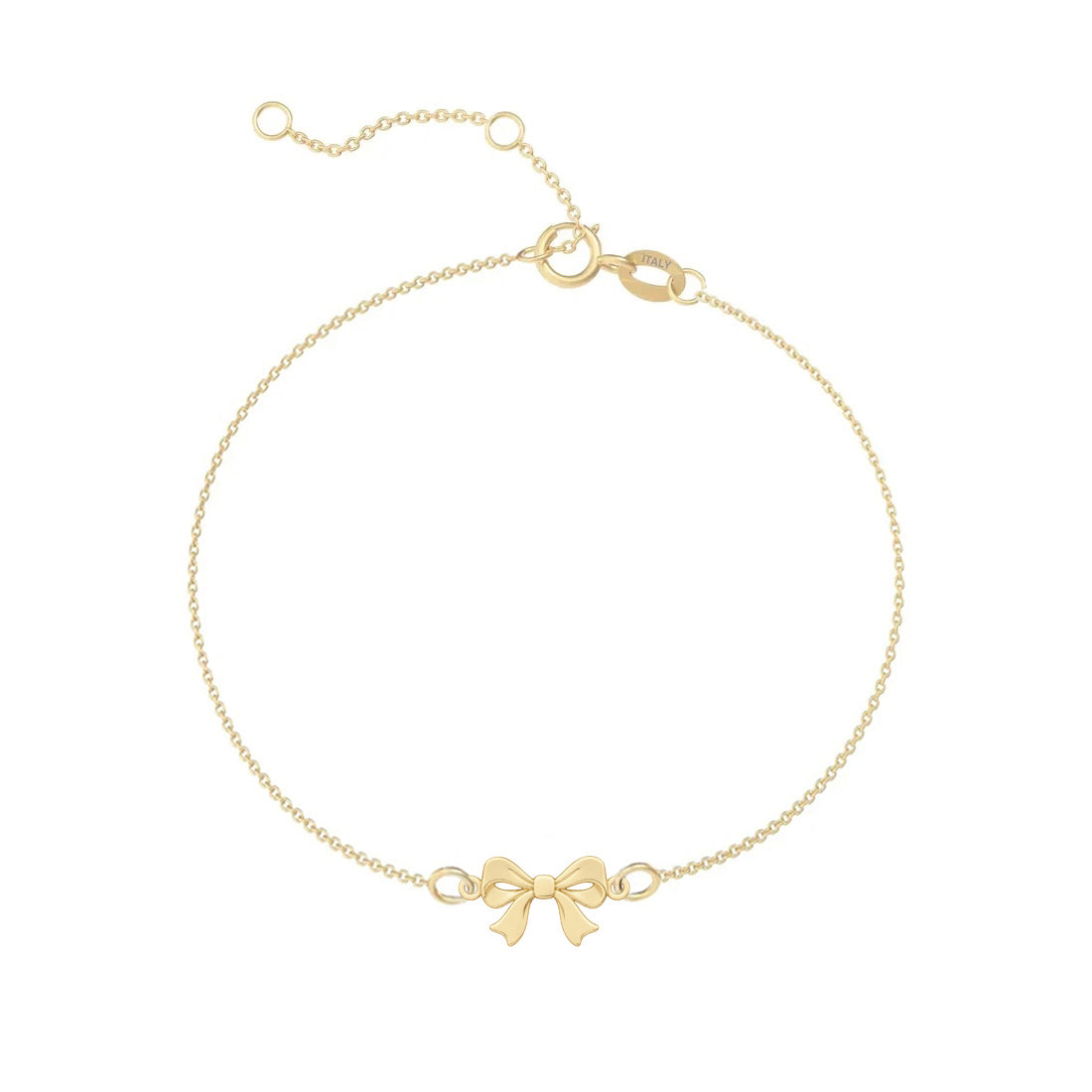 Charm din aur galben 8K (333) pentru bratara Coquette, in forma de fundita cu doua bucle laterale, nod central si capete de panglica orientate in jos, pandantiv funda din aur MAISON Stéphanie