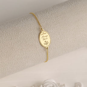 bratara argint placat cu aur always yours pandantiv oval gravat regency love letters collection maison stephanie