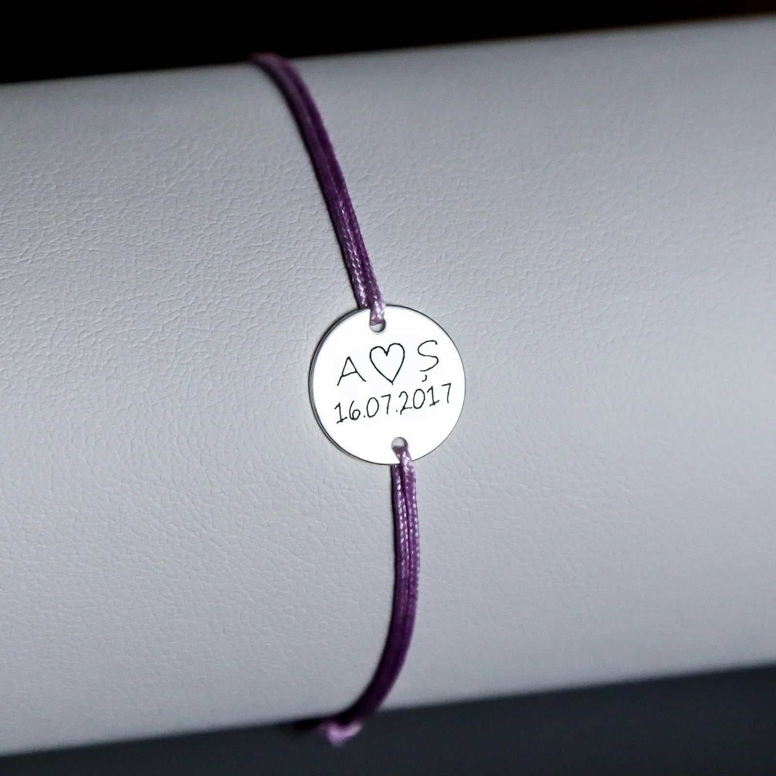 brățară personalizată bănuț 12 mm argint 925 pe șnur reglabil Maison La Stéphanie