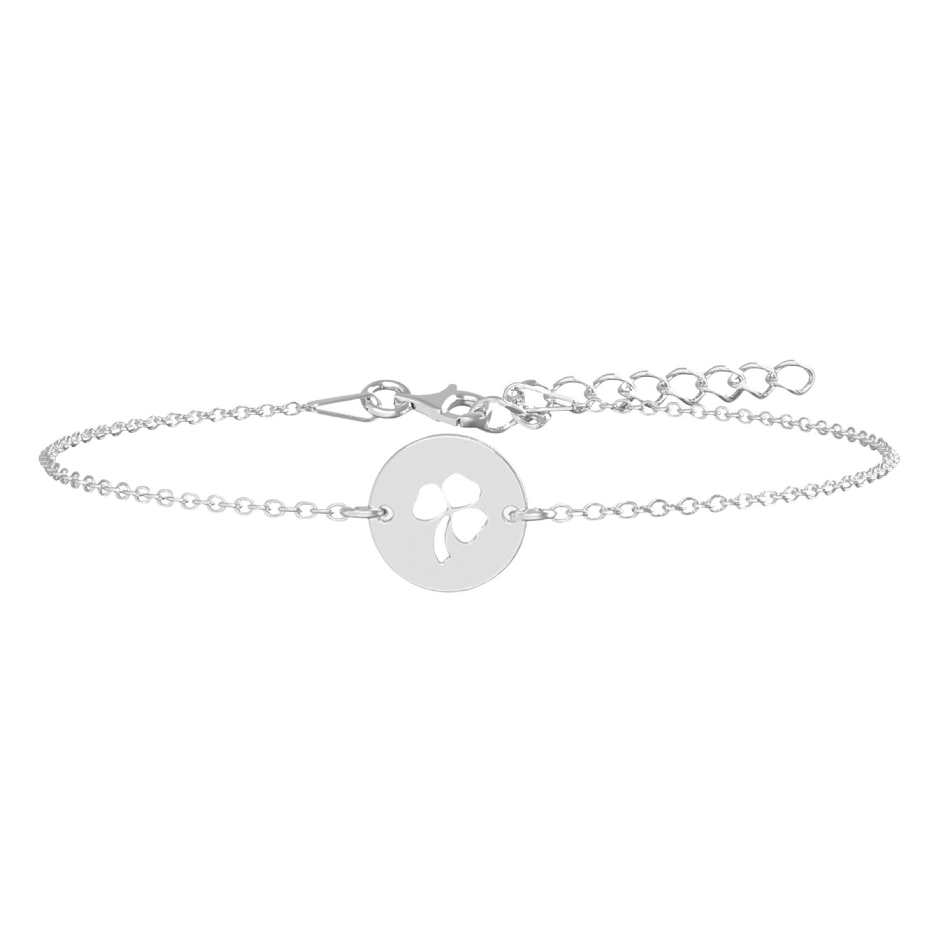 Brățară delicată din argint 925 cu bănuț trifoi – bijuterie Maison La Stéphanie, cadou elegant pentru 8 martie, Mărțișor sau ocazii corporate, simbol al norocului și prosperității.