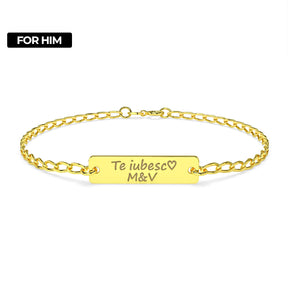 bratara argint placat cu aur cu placuta gravata personalizata barbati