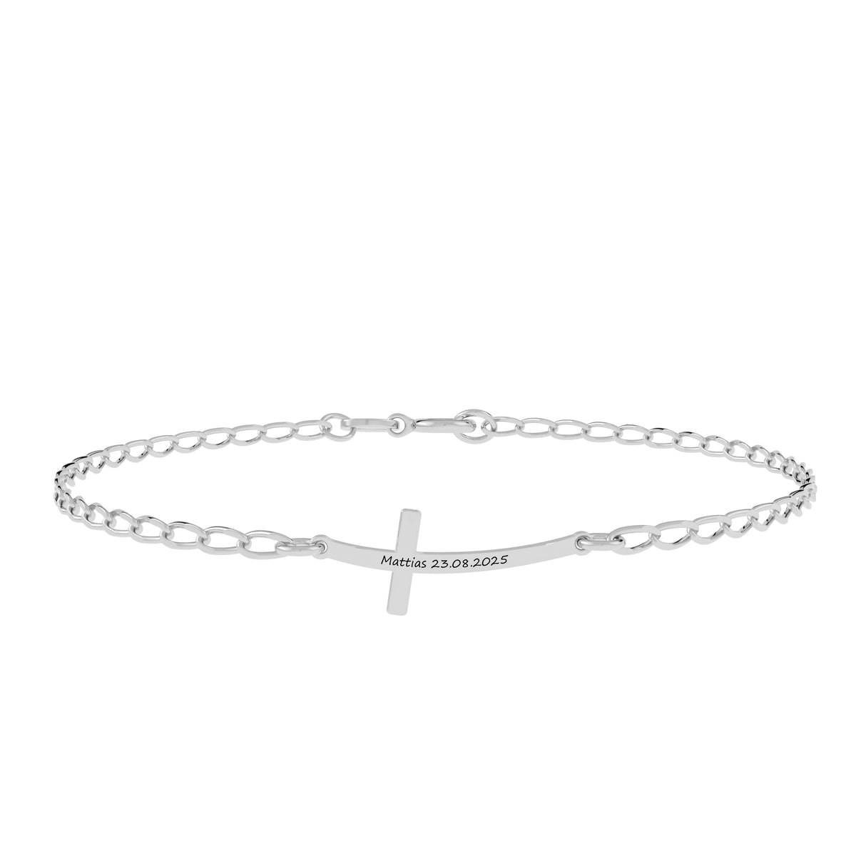 Bratara barbati din argint 925 cu cruce personalizabila, gravata cu text – Maison La Stephanie