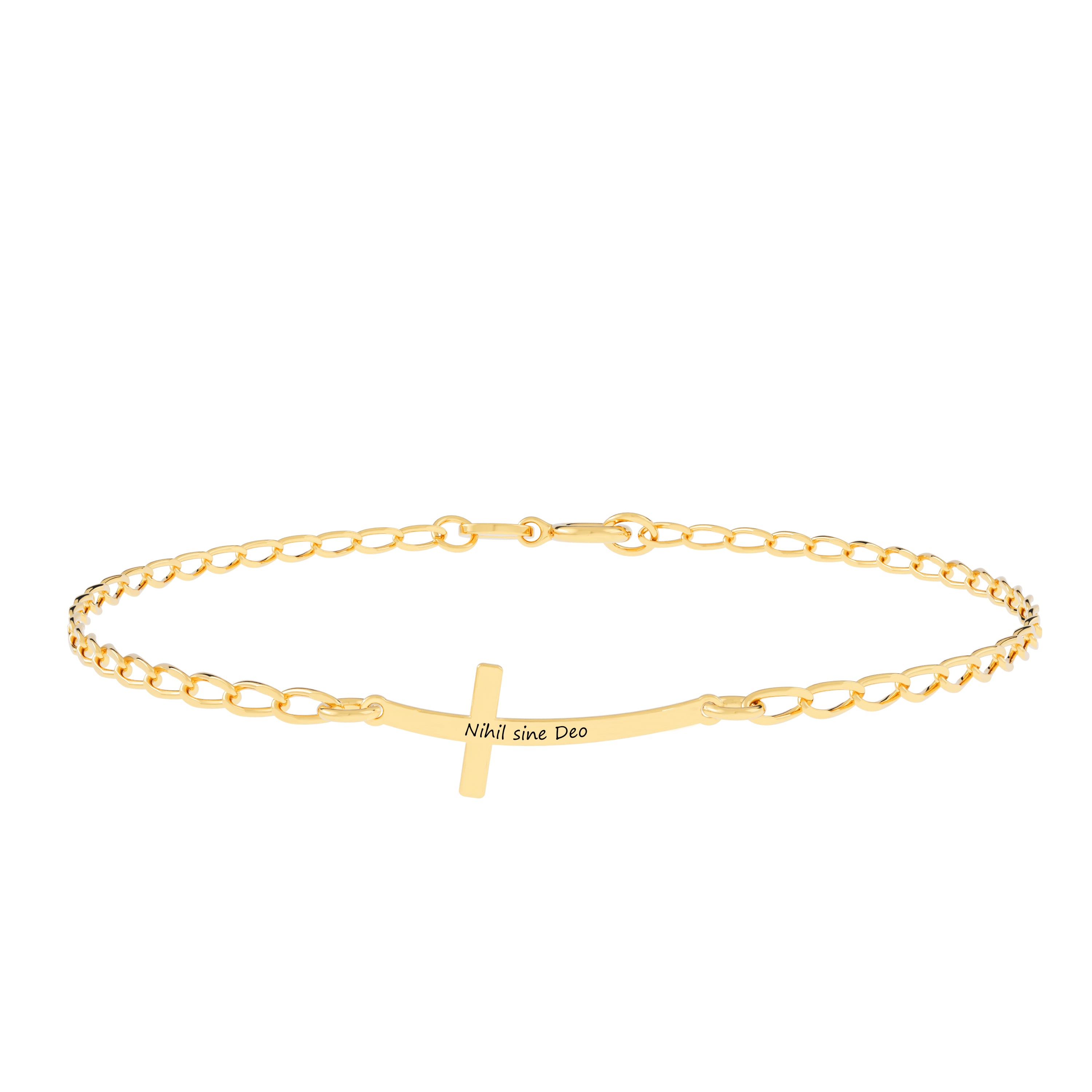 Bratara barbati din argint 925 placat cu aur cu cruce personalizabila, gravata cu text – Maison La Stephanie