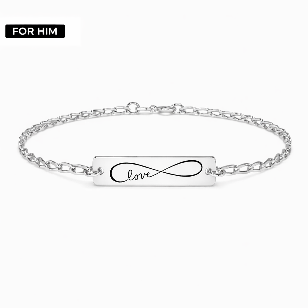 bratara barbati argint 925 placuta dreptunghiulara simbol infinit love