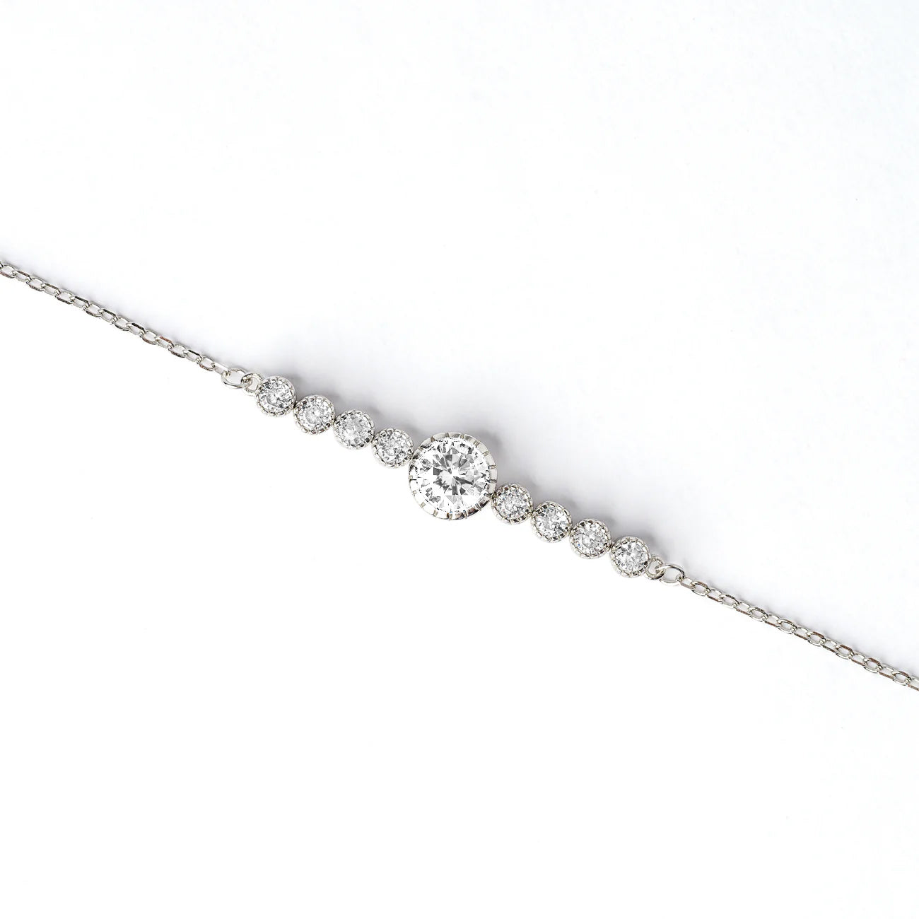 Brățară Diadema Cristal din argint 925 placat cu rodiu – bijuterie elegantă Maison La Stéphanie cu zirconii transparente, ideală pentru cadouri și ocazii speciale.