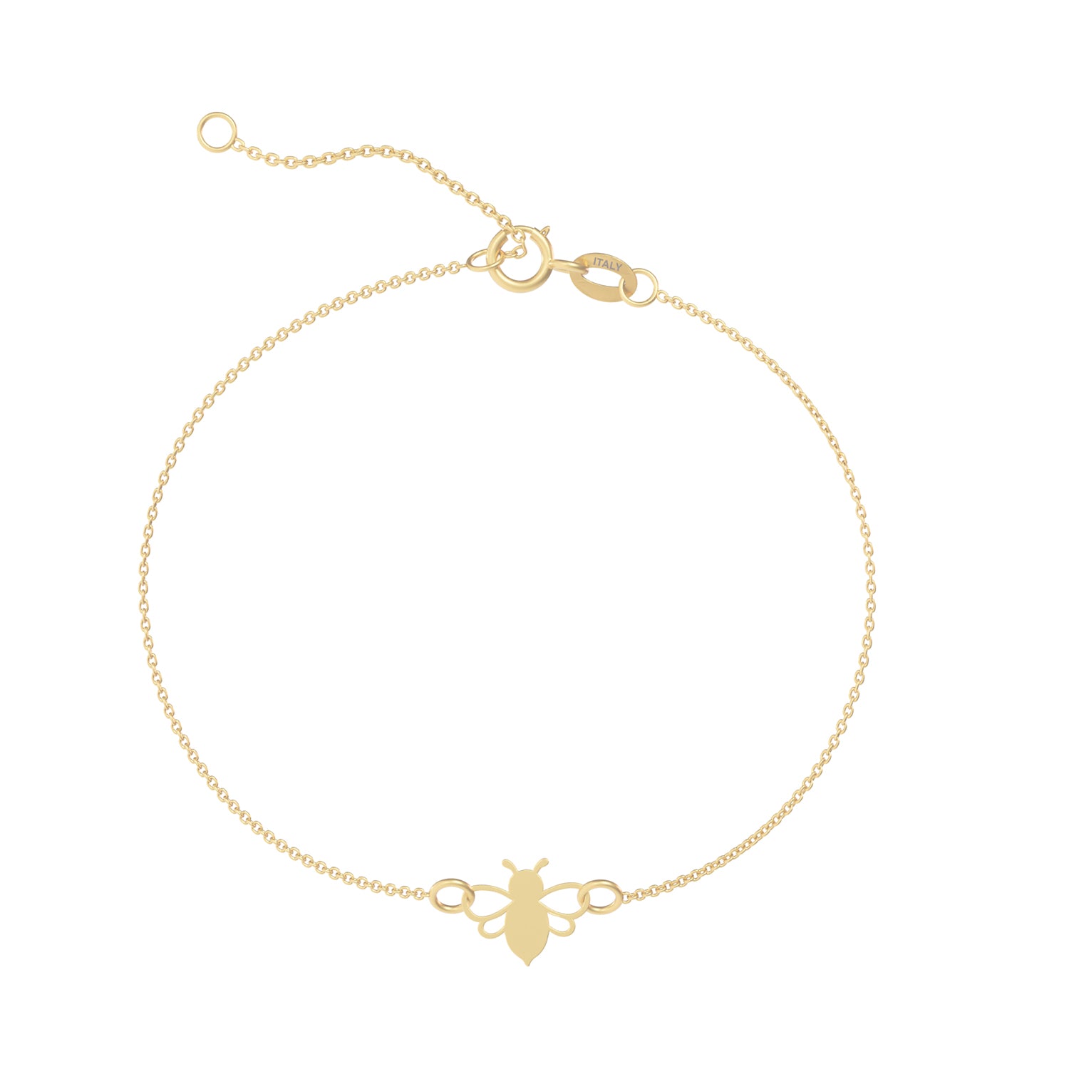 Brățară din aur de 8K cu charm albinuță, realizată din aur galben, cu design delicat și lanț fin ajustabil. Bijuterie simbolică, ideală pentru purtare zilnică sau cadou cu semnificație.