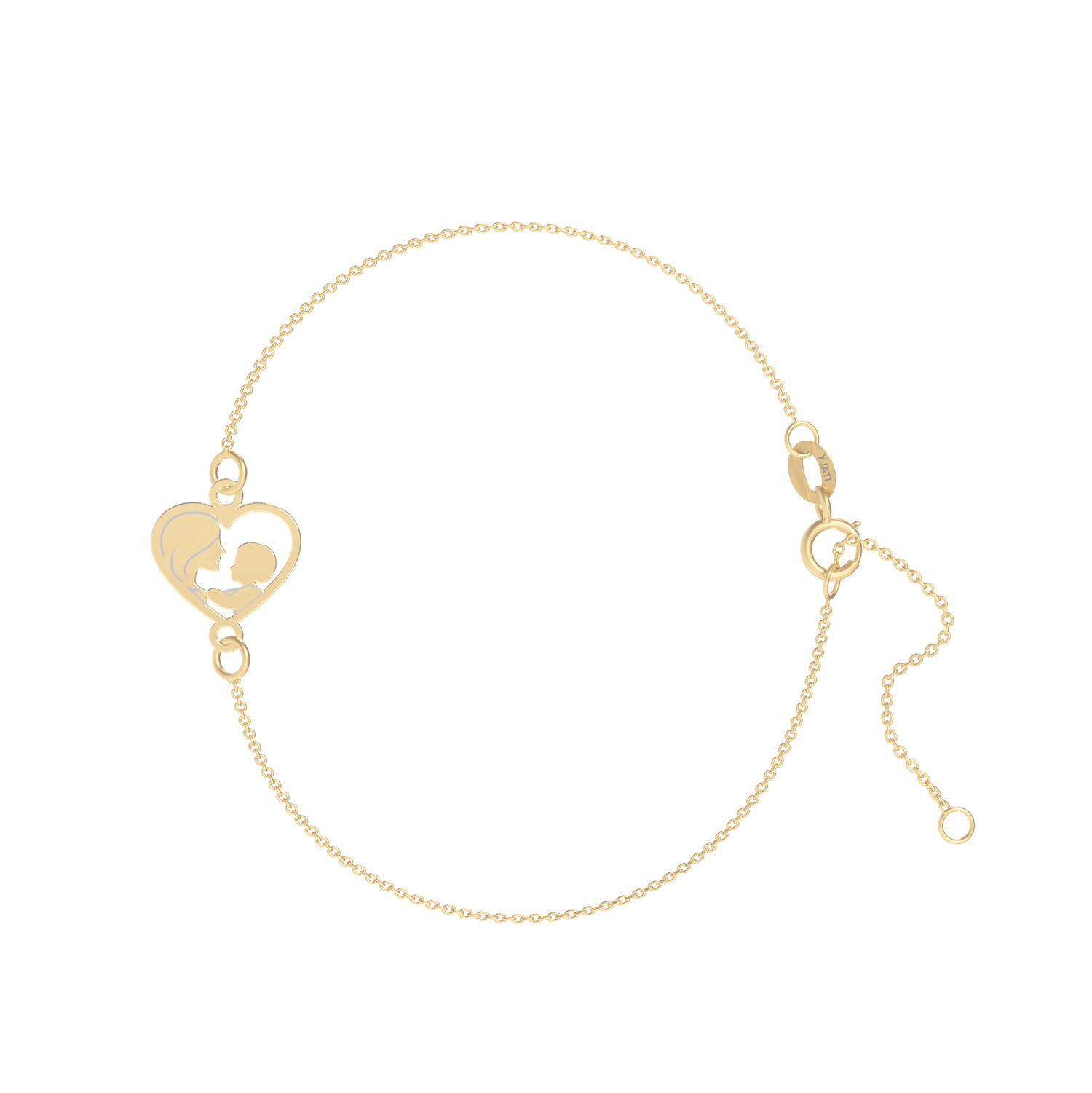 Brățară din aur de 8K cu charm mamă și copil, realizată din aur galben, cu design delicat și lanț fin ajustabil. Bijuterie simbolică, ideală pentru cadou dedicat mamelor.