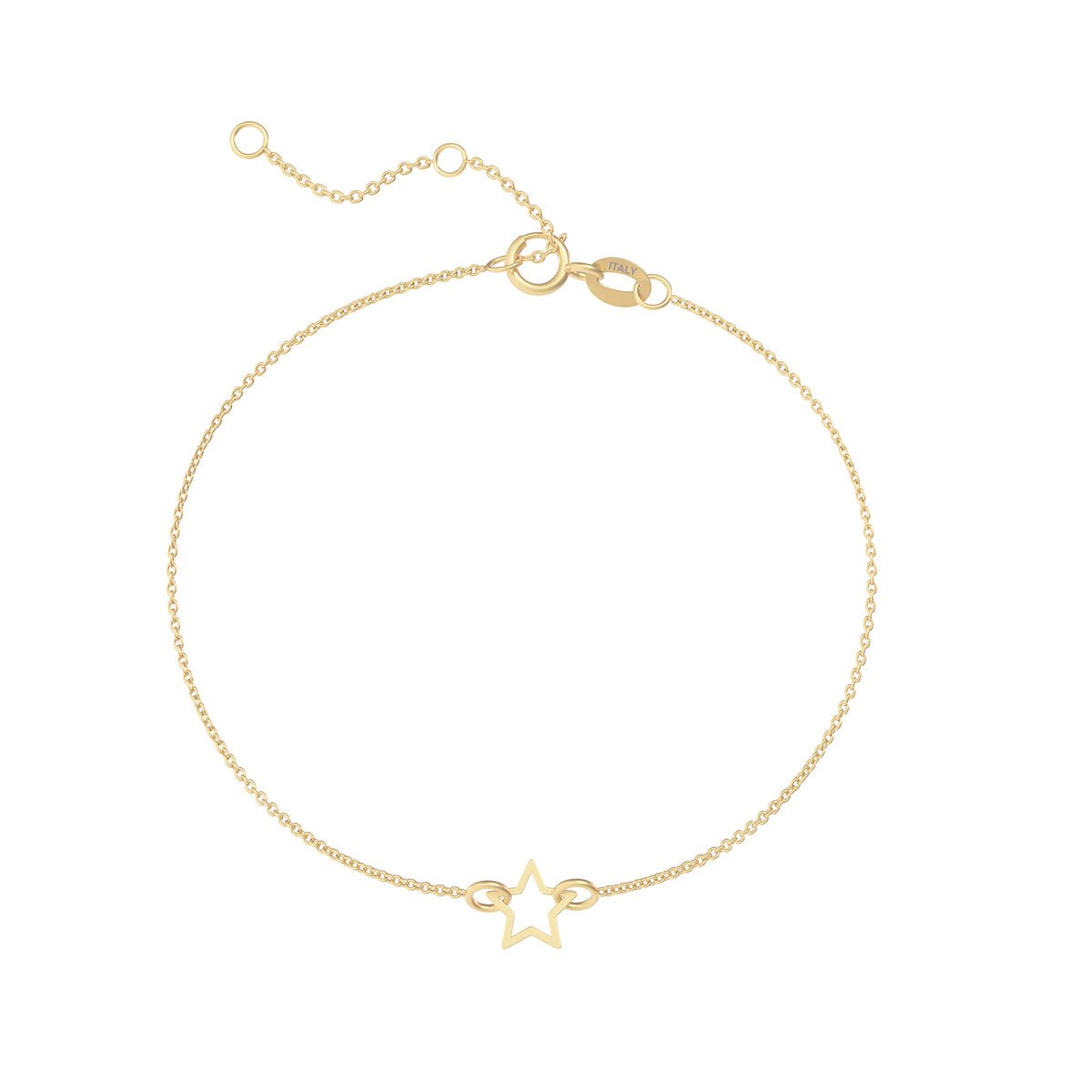 Brățară din aur de 8K cu charm stea Petite Star, realizată din aur galben, cu design delicat și lanț fin ajustabil. Bijuterie feminină cu steluta din aur.