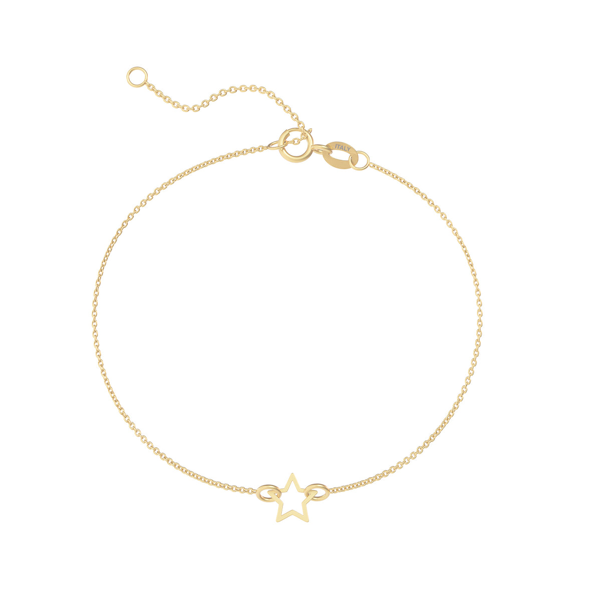 Brățară din aur de 8K cu charm stea Petite Star, realizată din aur galben, cu design delicat și lanț fin ajustabil. Bijuterie feminină cu steluta din aur.