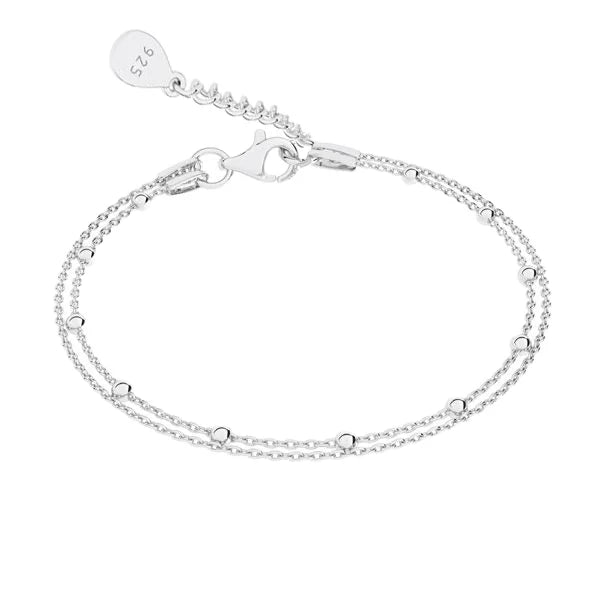 Brățară dublă din argint 925 cu biluțe fine, elegantă și minimalistă. Bijuterie Maison La Stéphanie — accesoriu delicat, perfect pentru purtare zilnică sau cadou elegant pentru femei.