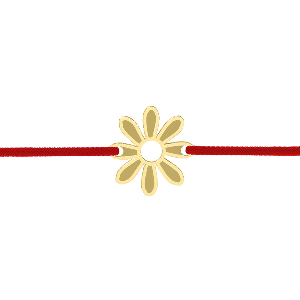 martisor cu snur reglabil si floare argint placat cu aur maison la stephanie