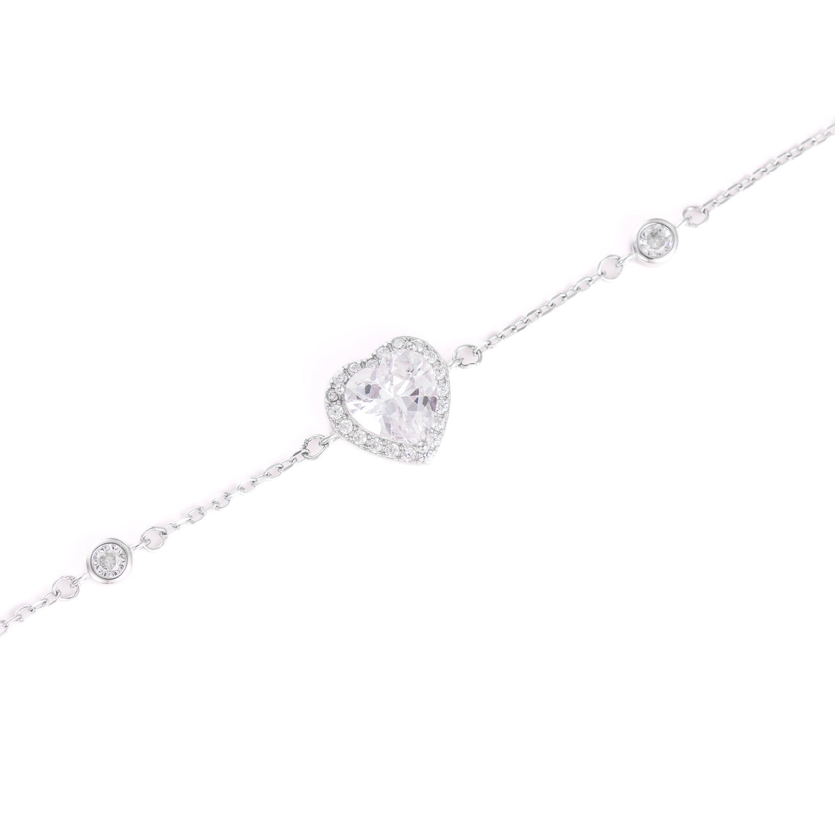 Brățară elegantă din argint 925 placat cu rodiu, cu inimă din zirconia strălucitoare — un cadou romantic și rafinat, semnat Maison La Stéphanie.