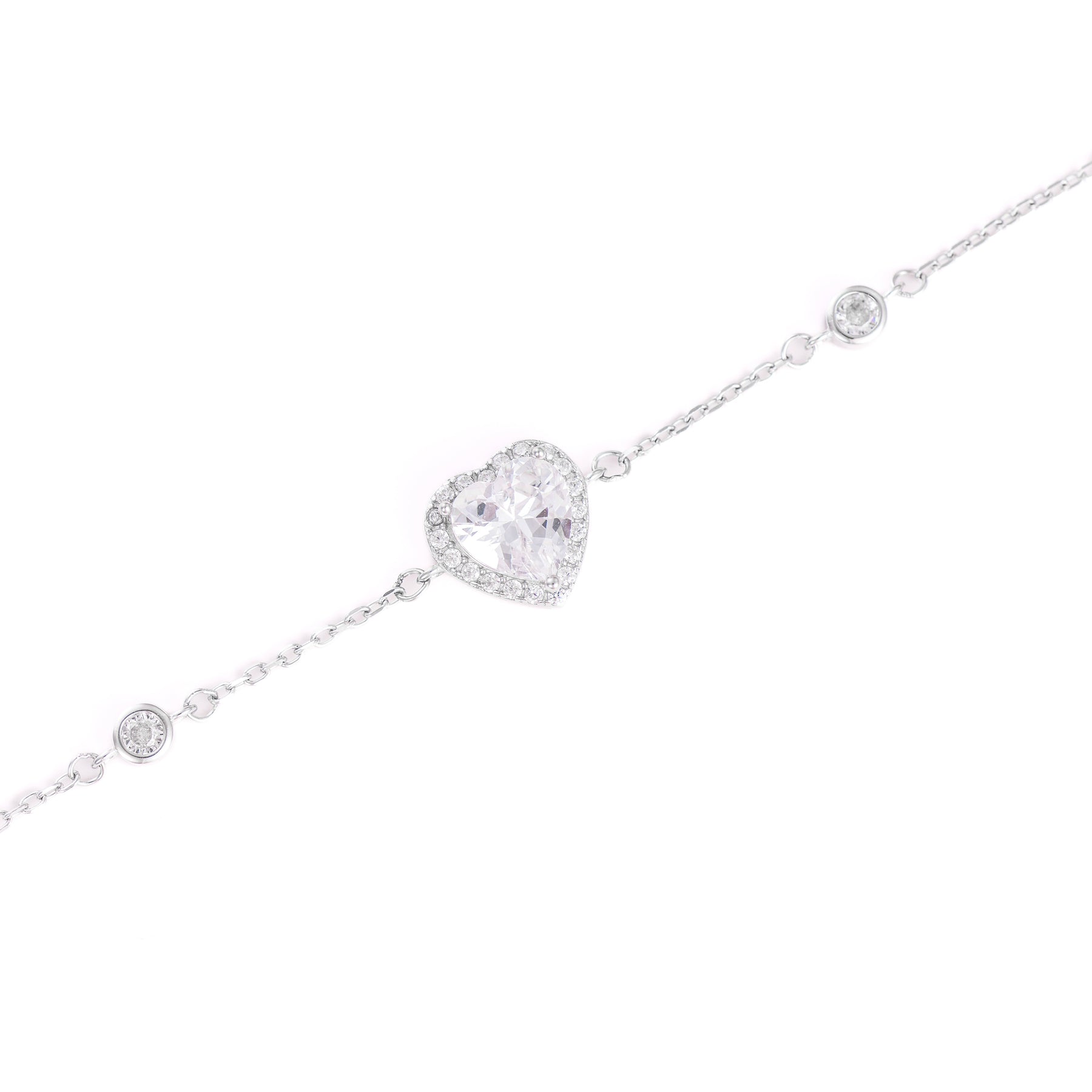 Brățară elegantă din argint 925 placat cu rodiu, cu inimă din zirconia strălucitoare — un cadou romantic și rafinat, semnat Maison La Stéphanie.