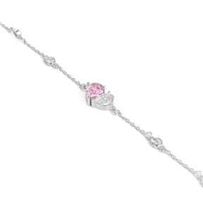 White and pink Heart silver Bracelet