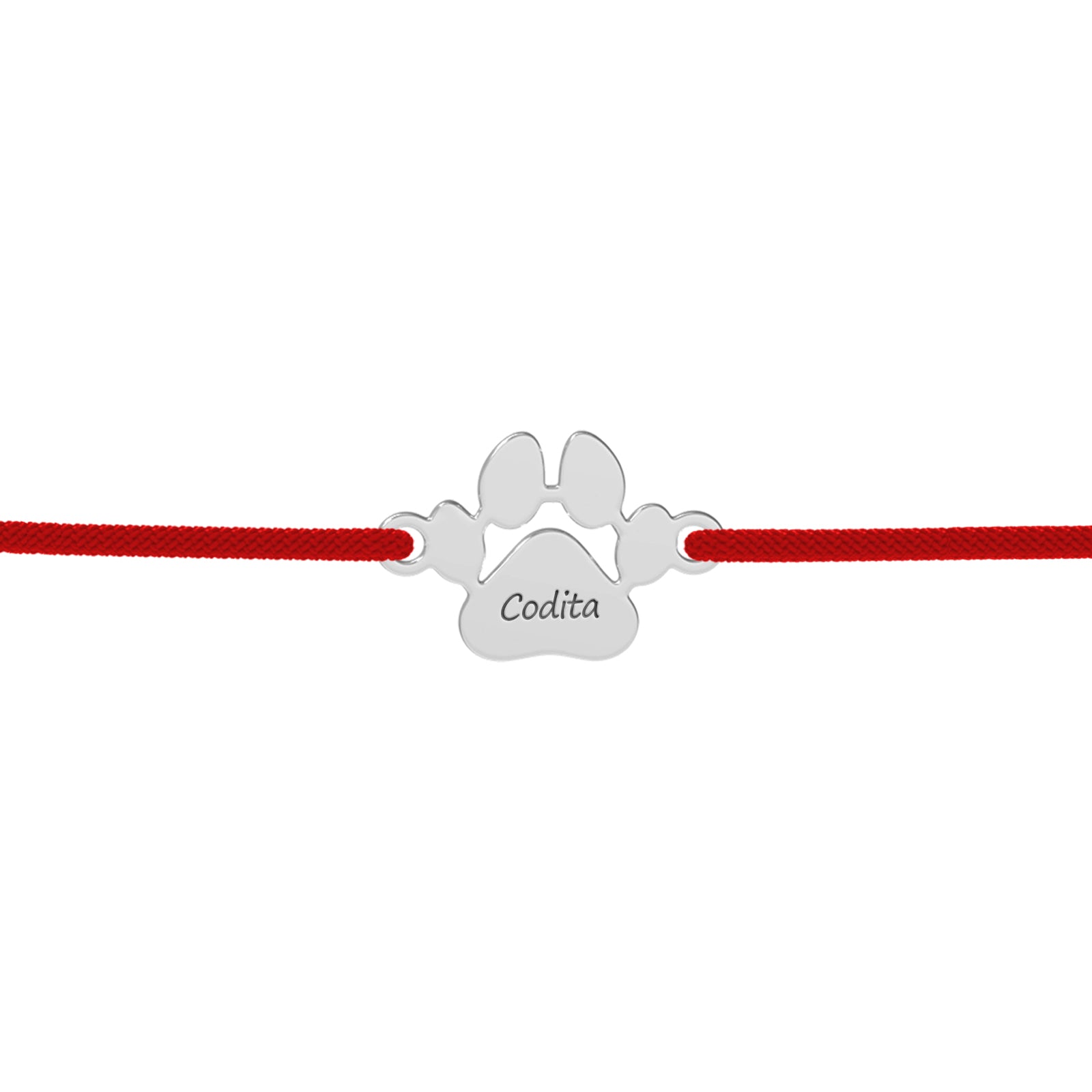 bratara cu snur reglabil si labuta personalizata cu nume argint 925 maison la stephanie