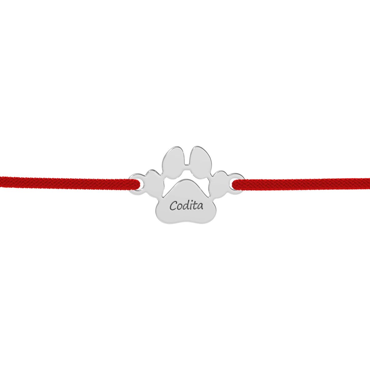 bratara cu snur reglabil si labuta personalizata cu nume argint 925 maison la stephanie