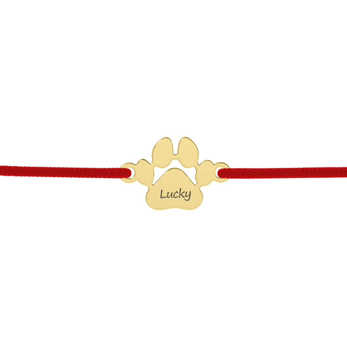 bratara cu snur reglabil si labuta personalizata cu nume argint placat cu aur maison la stephanie