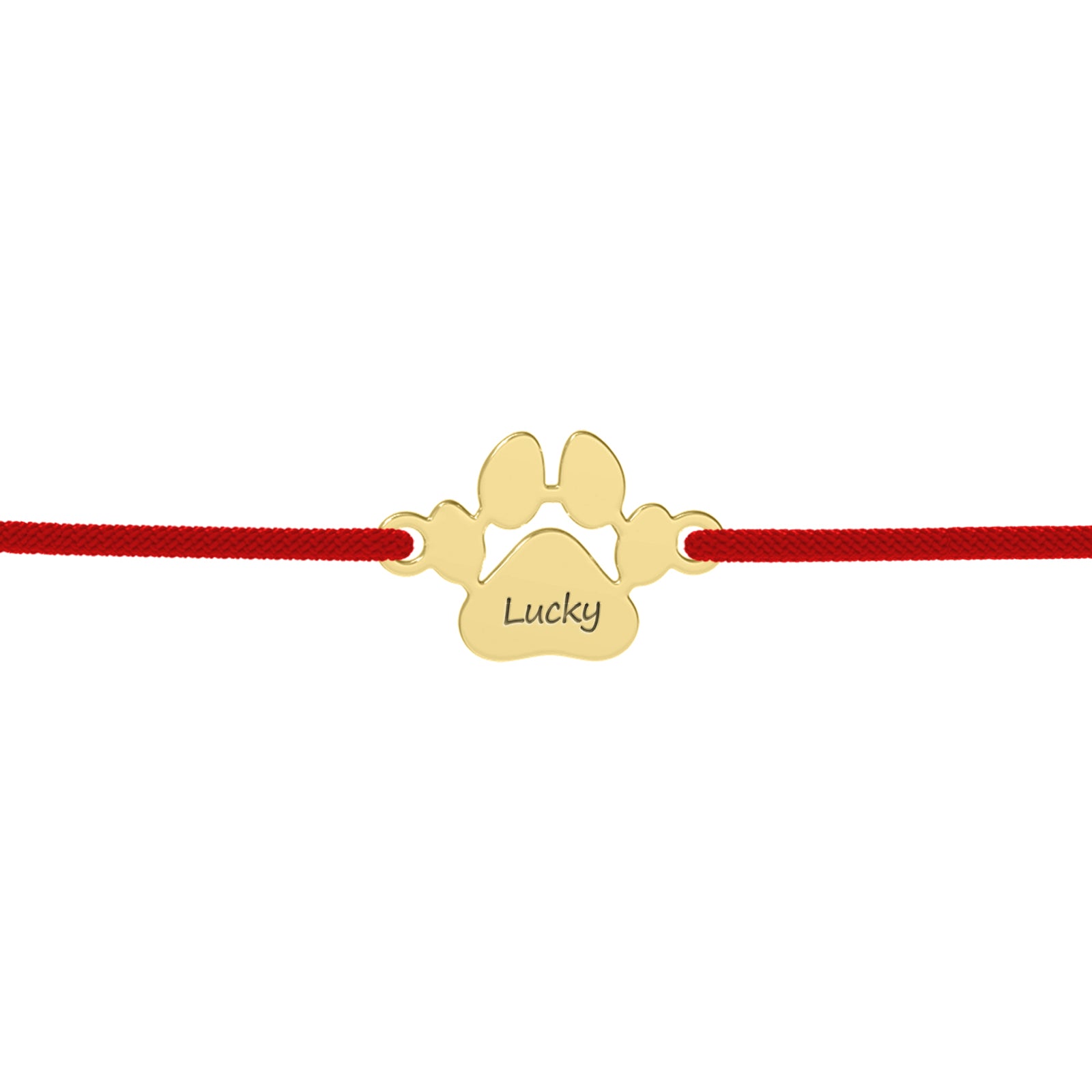 bratara cu snur reglabil si labuta personalizata cu nume argint placat cu aur maison la stephanie