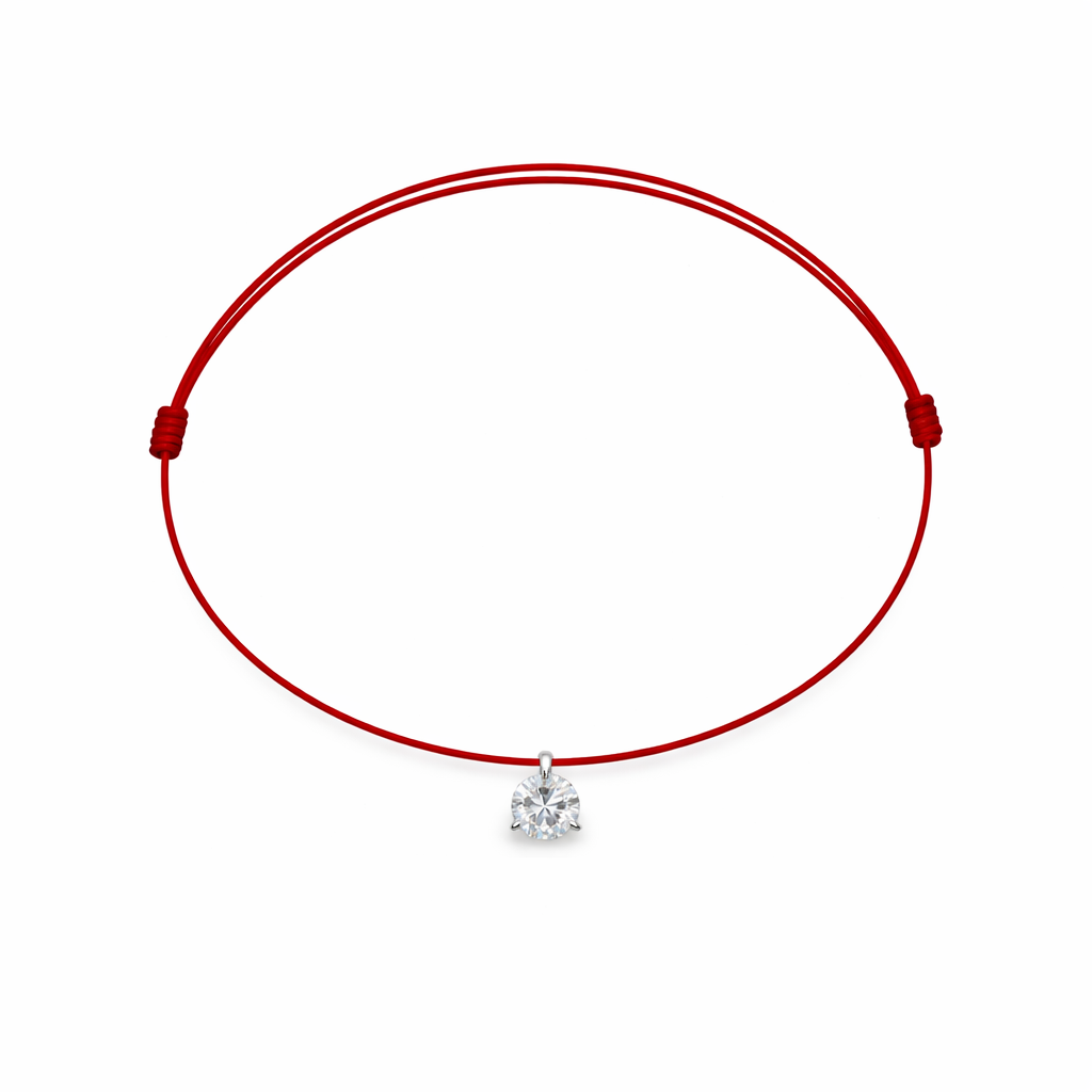 bratara petite carre pe snur ajustabil cu charm argint 925 si zirconiu 4 mm