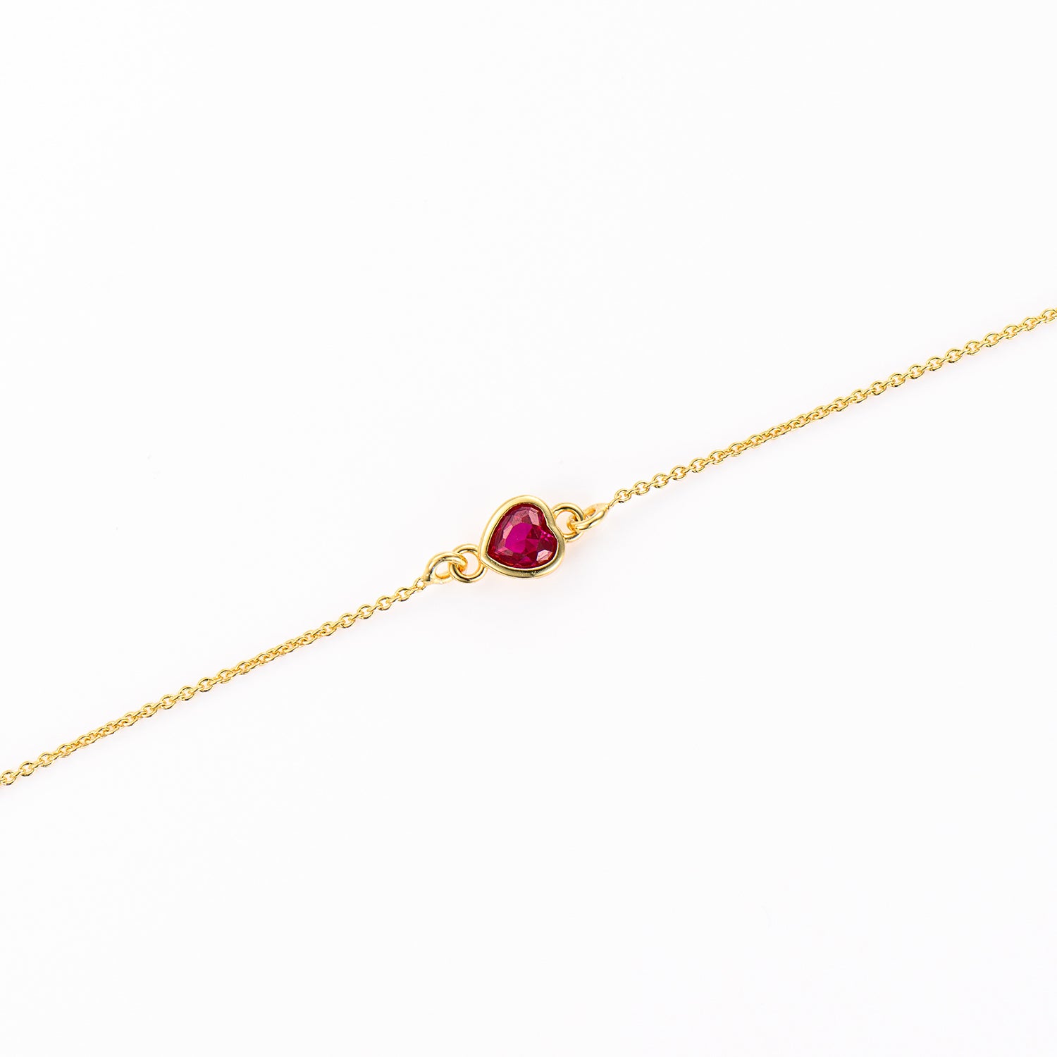 Brățară elegantă din argint 925 placat cu aur 18K, cu piatră roșie zirconia – bijuterie rafinată Maison La Stéphanie, ideală pentru cadou.
