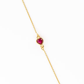 Brățară elegantă din argint 925 placat cu aur 18K, cu piatră roșie zirconia – bijuterie rafinată Maison La Stéphanie, ideală pentru cadou.
