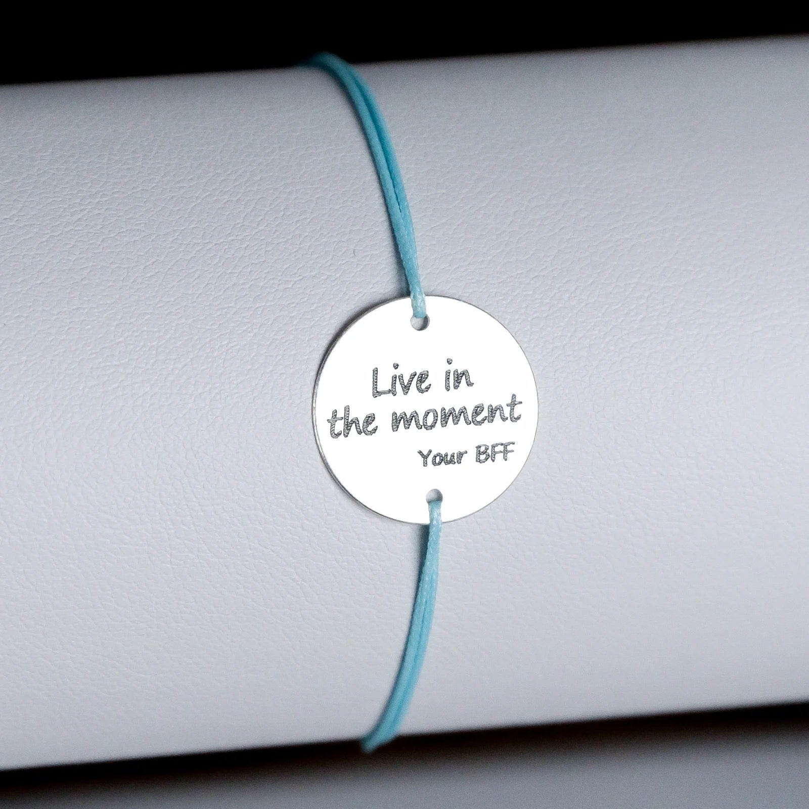 brățară personalizată bănuț 14 mm din argint 925 pe șnur reglabil Maison La Stéphanie