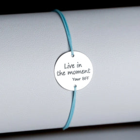 brățară personalizată bănuț 14 mm din argint 925 pe șnur reglabil Maison La Stéphanie