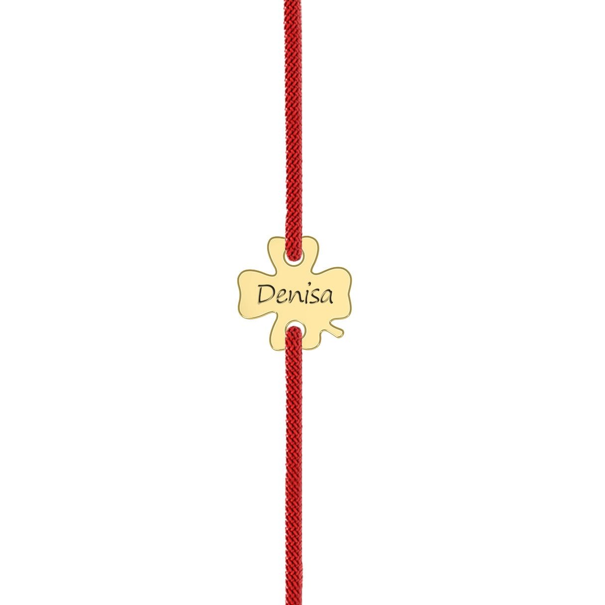 bratara cu snur reglabil si trifoi personalizat cu nume sau initiala din argint placat cu aur maison la stephanie