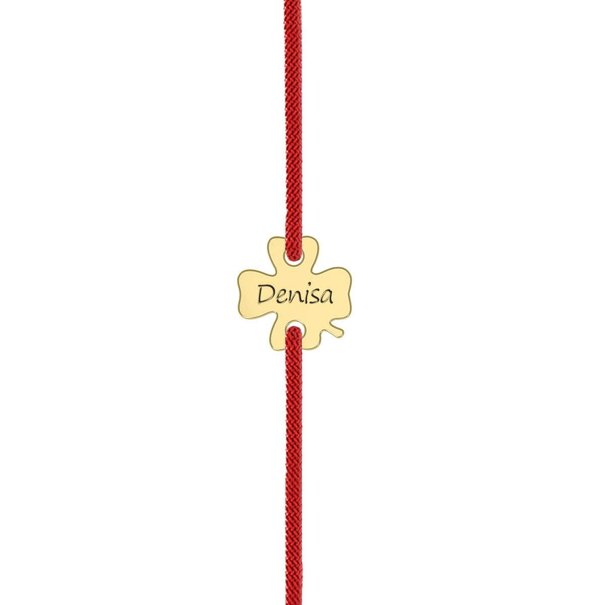 bratara cu snur reglabil si trifoi personalizat cu nume sau initiala din argint placat cu aur maison la stephanie