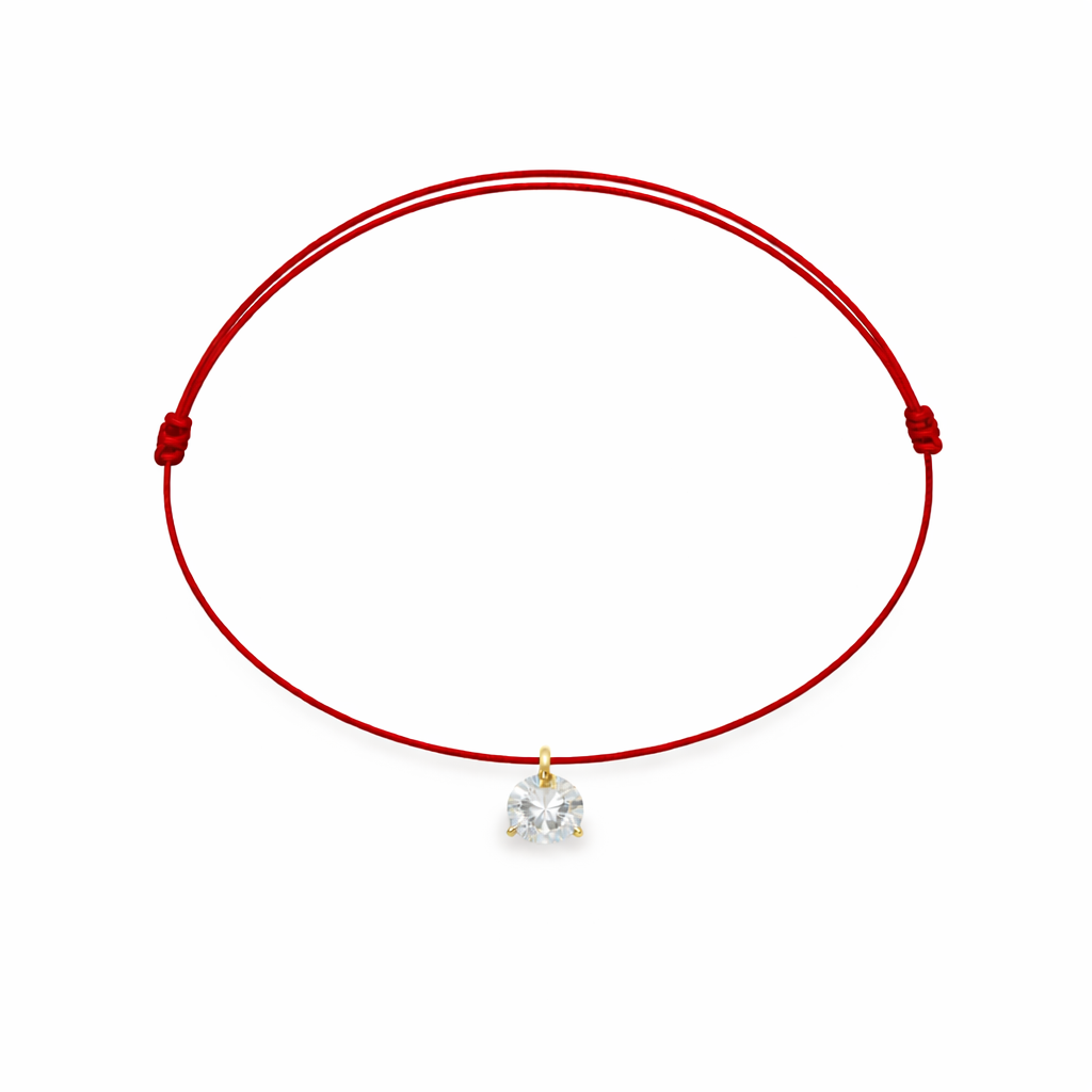 bratara  martisor petite carre pe snur ajustabil cu charm argint placat cu aur si zirconiu 4 mm