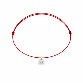 bratara  martisor petite carre pe snur ajustabil cu charm argint placat cu aur si zirconiu 4 mm
