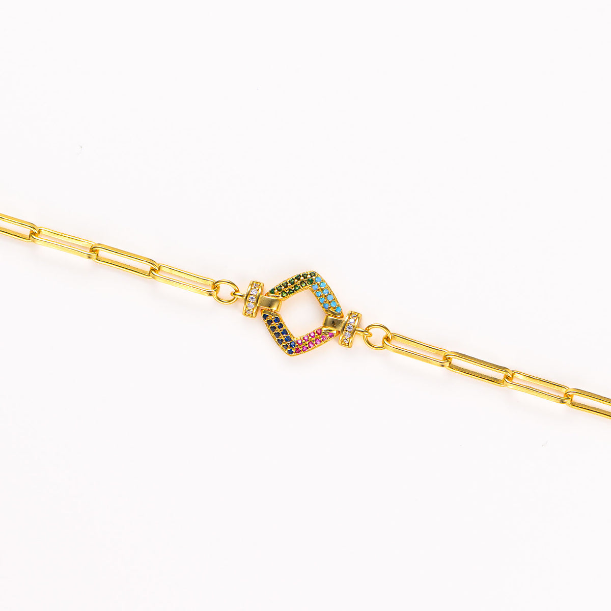 Brățară elegantă din argint 925 placat cu aur 18K, decorată cu cristale multicolore zirconia – un cadou rafinat pentru femei, perfect pentru Crăciun, aniversări sau 8 martie. Bijuterie Maison La Stéphanie, plină de culoare și energie pozitivă.