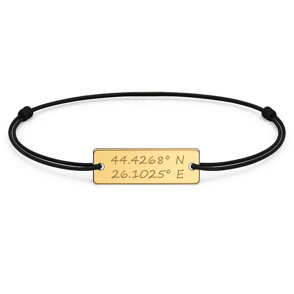 bratara snur personalizata prin gravura placuta 23x7 aur 14k