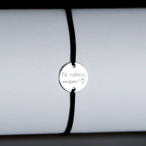 brățară personalizată bănuț 12 mm argint 925 pe șnur reglabil Maison La Stéphanie