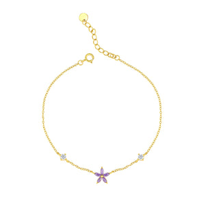 Bratara Violet Flower din argint 925 placat cu aur, cu pietre mov si albe – Maison La Stephanie