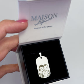 Personalized photo-engraved pendant keychain, silver 925