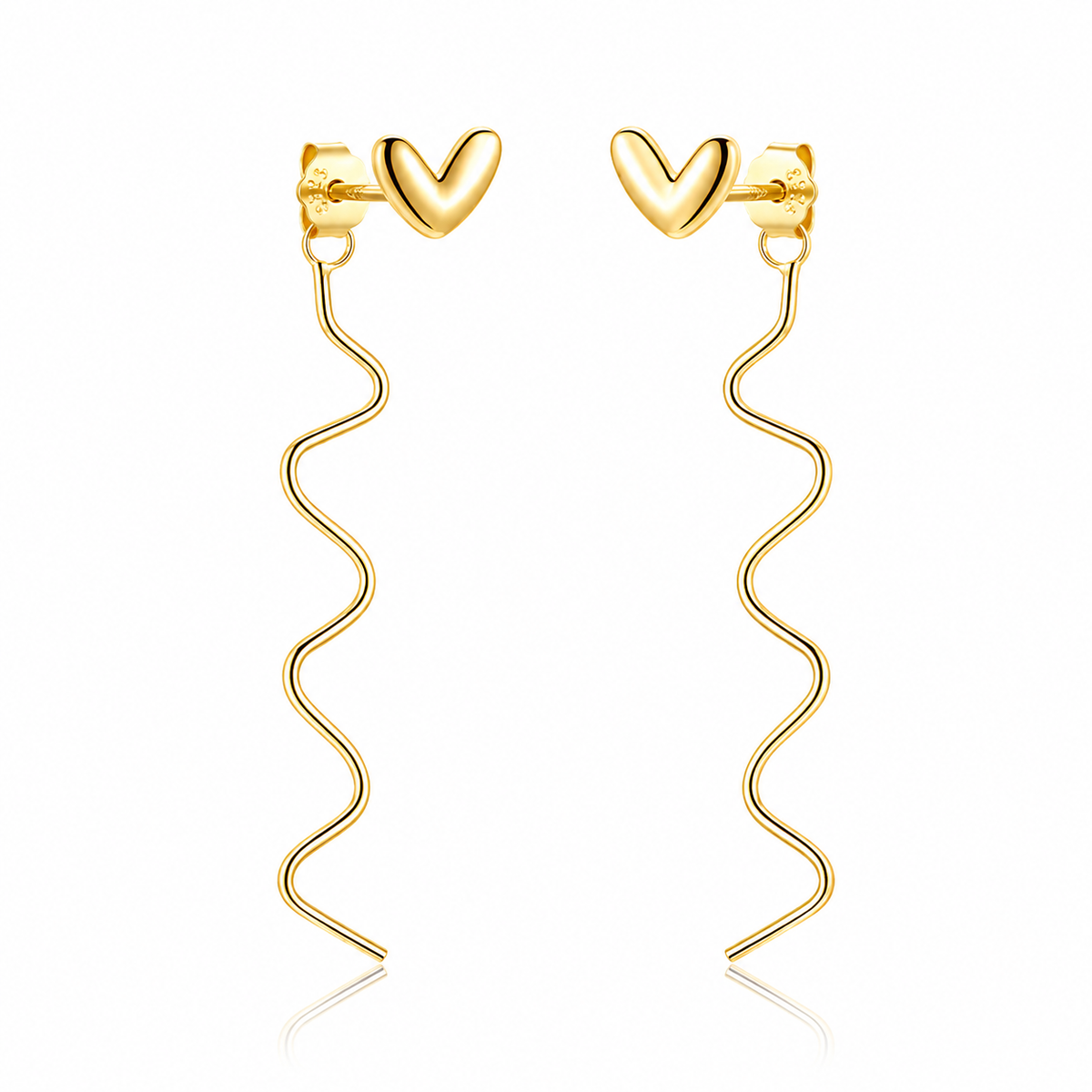 Cercei Argint 925 Placat cu Aur Golden Wave Heart | Maison La Stéphanie