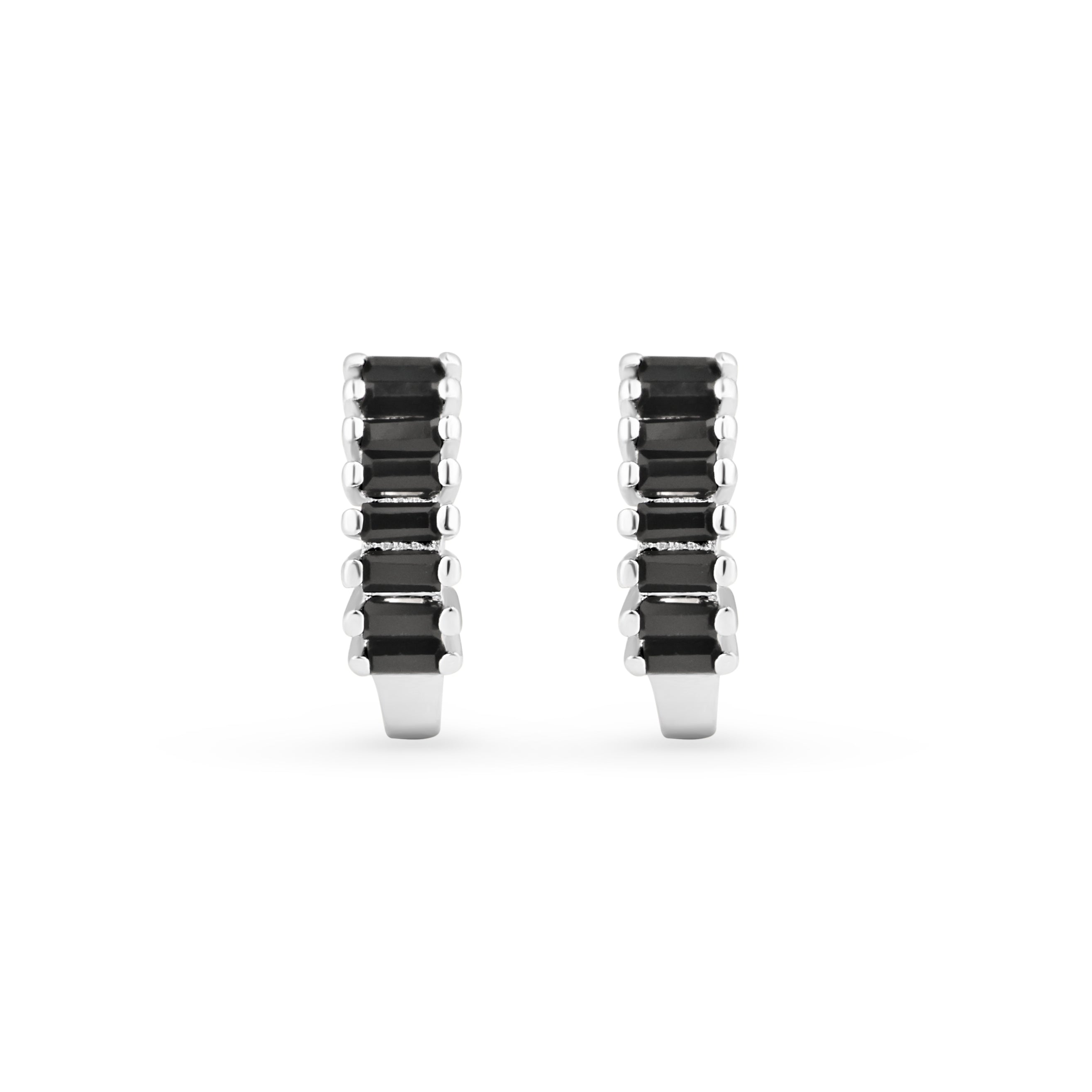 Cercei hoops din argint 925 cu zirconia neagră, bijuterie elegantă, modernă și cadou ideal pentru femei, marca Maison La Stéphanie.