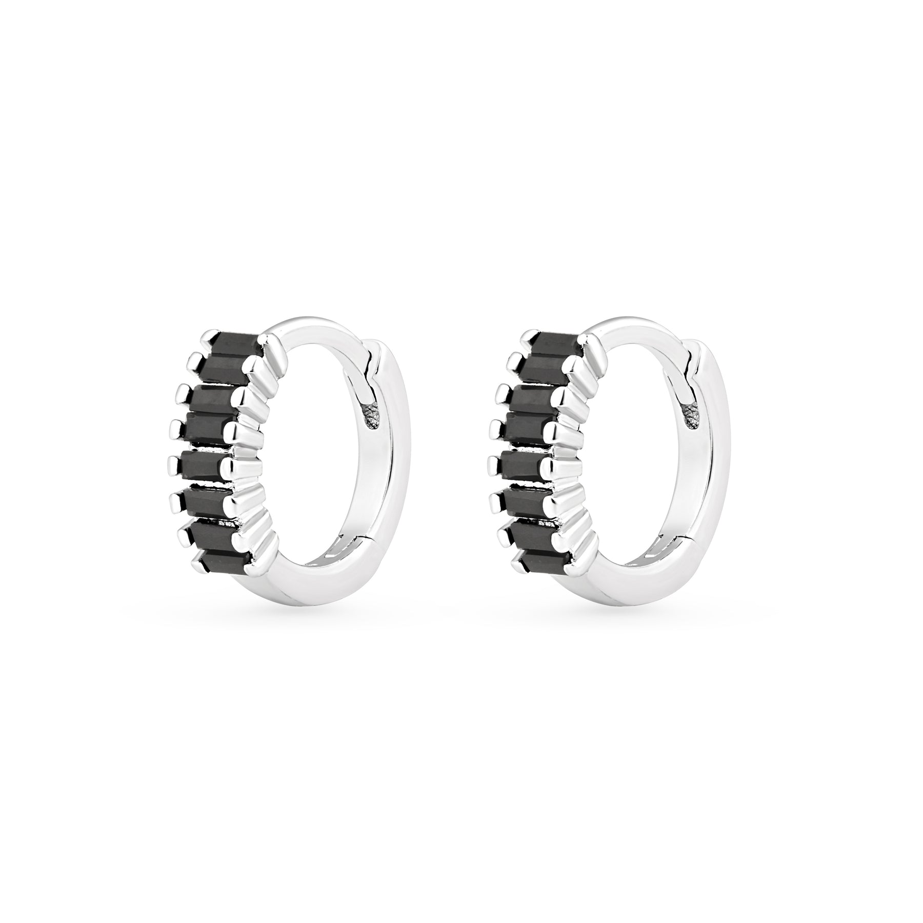 Cercei hoops din argint 925 cu zirconia neagră, bijuterie elegantă, modernă și cadou ideal pentru femei, marca Maison La Stéphanie.