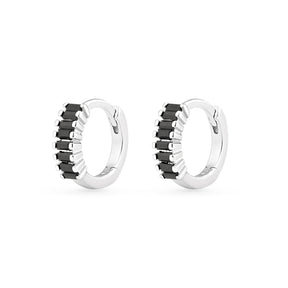 Cercei hoops din argint 925 cu zirconia neagră, bijuterie elegantă, modernă și cadou ideal pentru femei, marca Maison La Stéphanie.