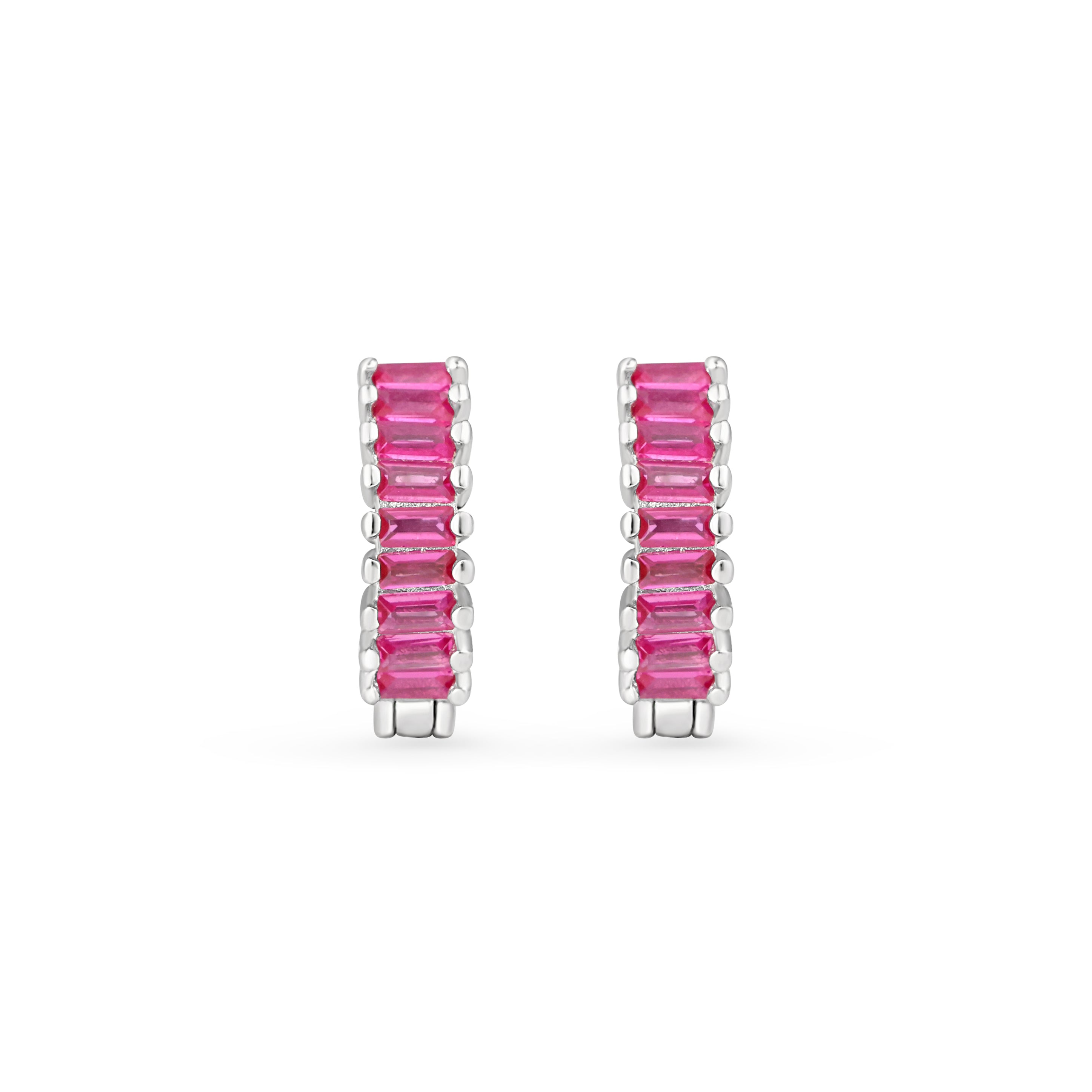 Cercei hoops din argint 925 cu zirconia roz, bijuterie elegantă și cadou ideal pentru femei, marca Maison La Stéphanie.