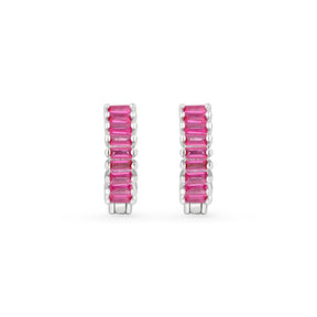 Cercei hoops din argint 925 cu zirconia roz, bijuterie elegantă și cadou ideal pentru femei, marca Maison La Stéphanie.