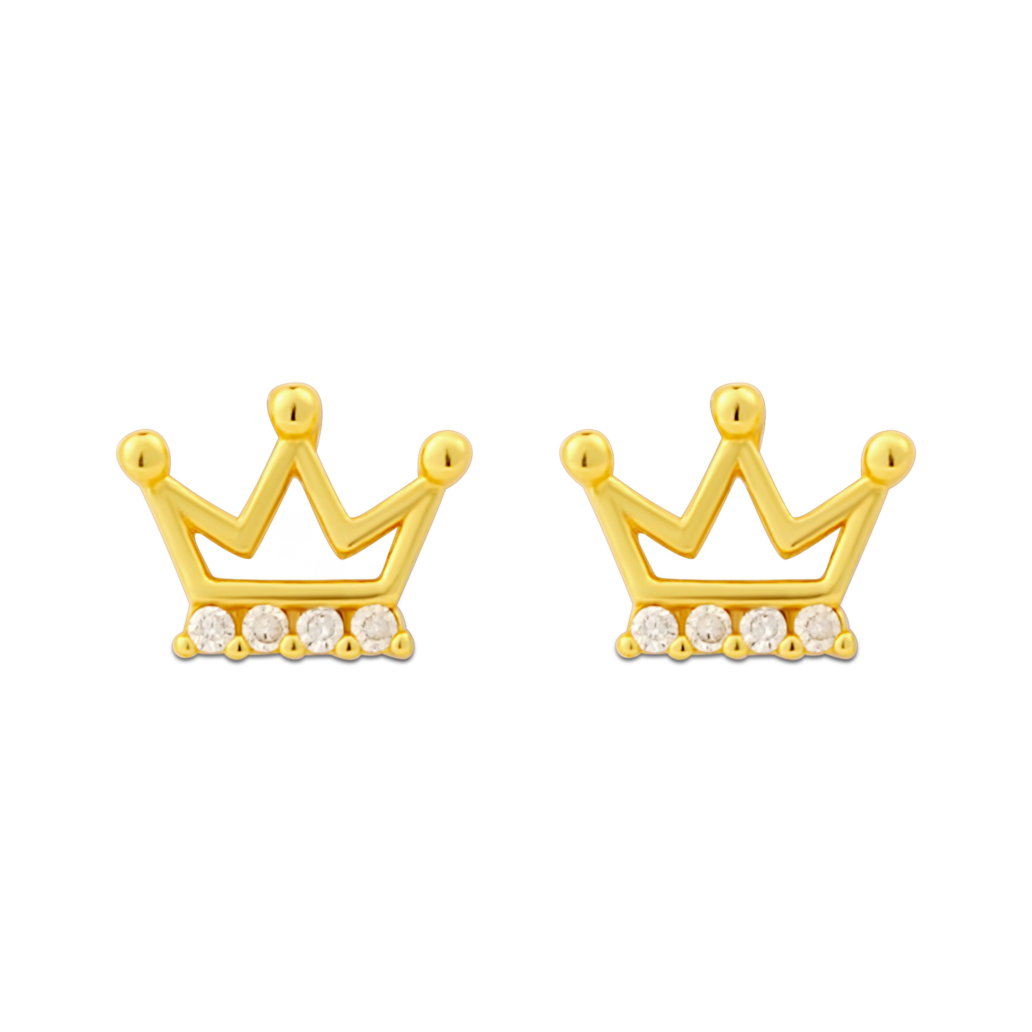 Cercei coroniță din argint placat cu aur 18K pentru fetițe – o bijuterie elegantă și un cadou ideal pentru botez, aniversări sau ocazii speciale, marca Maison La Stéphanie.