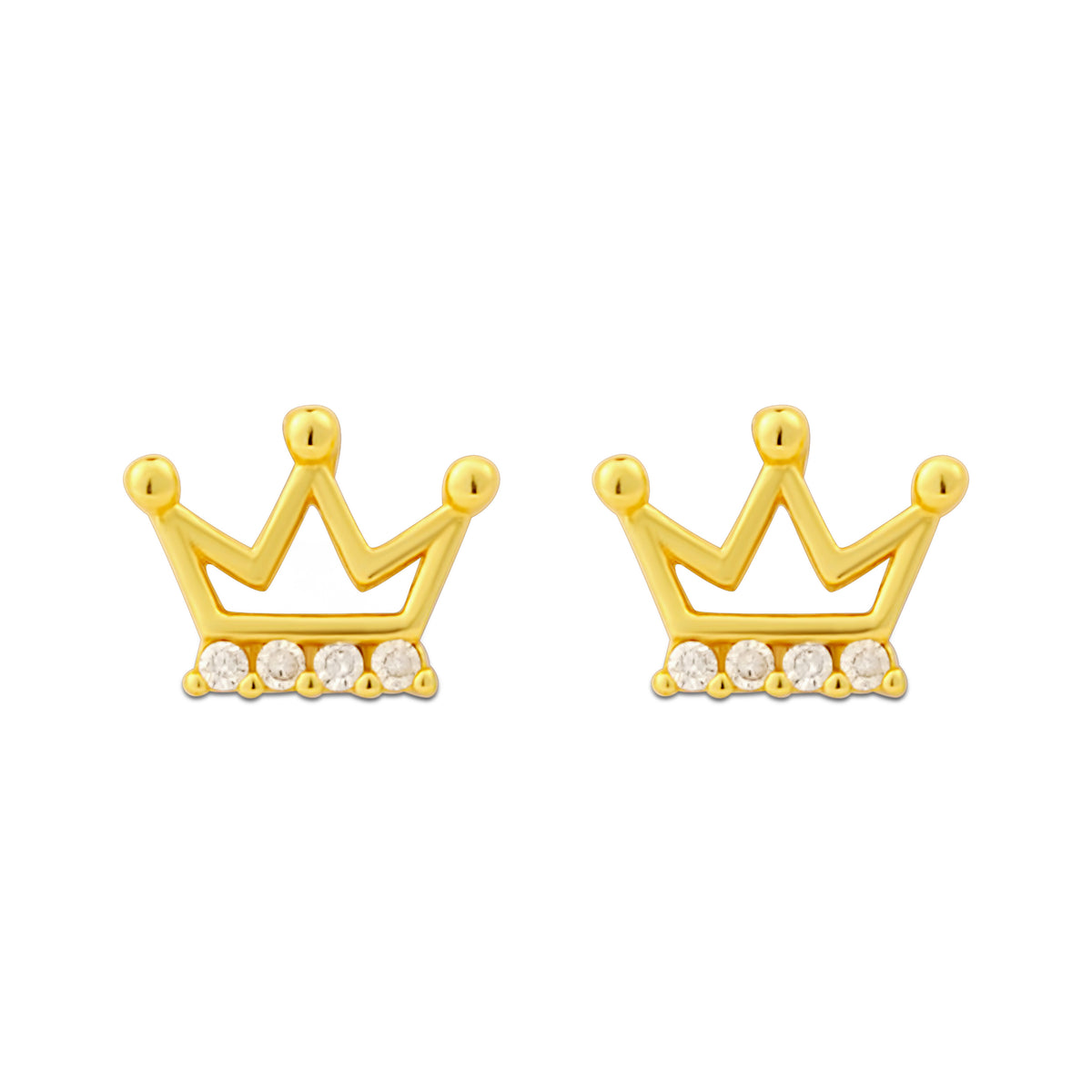 Cercei coroniță din argint placat cu aur 18K pentru fetițe – o bijuterie elegantă și un cadou ideal pentru botez, aniversări sau ocazii speciale, marca Maison La Stéphanie.