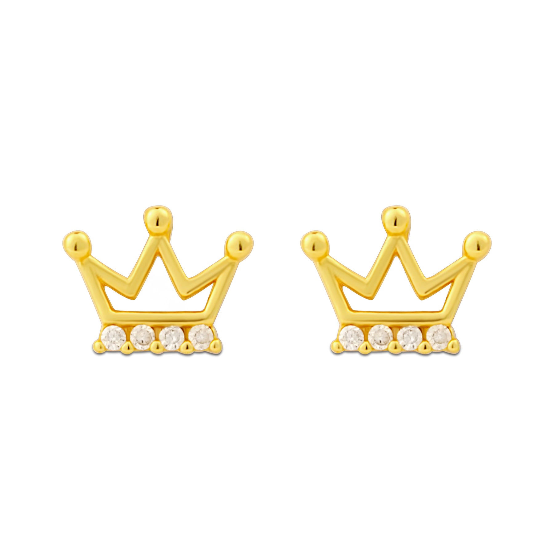 Cercei coroniță din argint placat cu aur 18K pentru fetițe – o bijuterie elegantă și un cadou ideal pentru botez, aniversări sau ocazii speciale, marca Maison La Stéphanie.