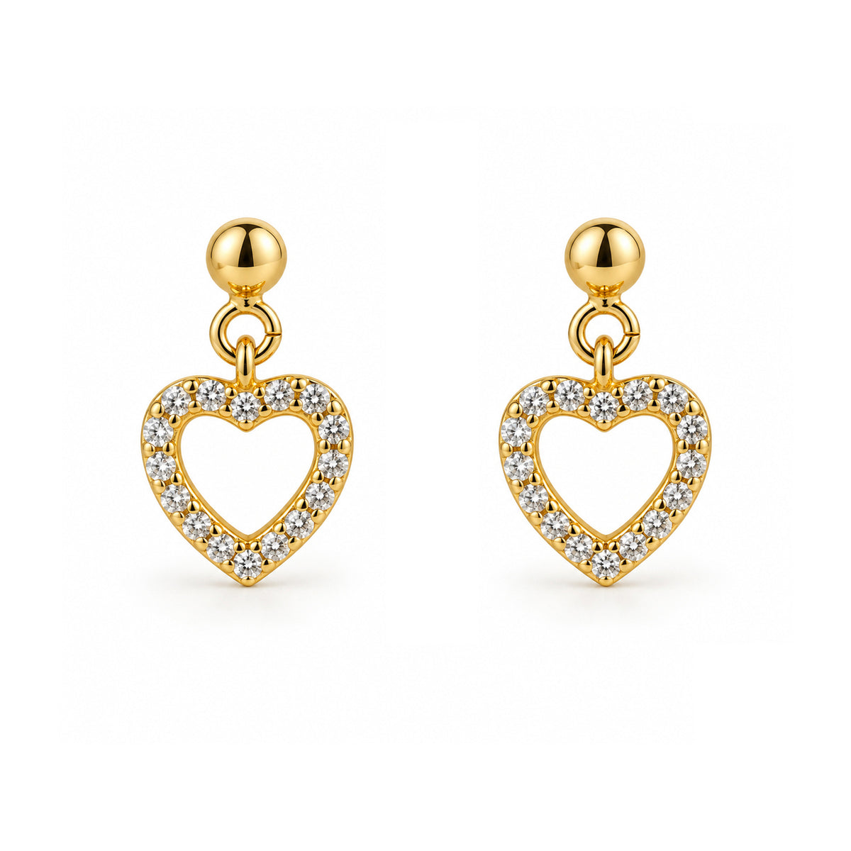 Cercei Coeur Brillant Argint 925 placat cu Aur 18K, inimioare suspendate cu pietre transparente, Black Friday MAISON La Stéphanie